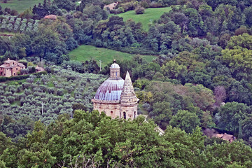 Naklejka premium Montepulciano, la Chiesa o Santuario della Madonna di San Biagio, Val d'Orcia, Toscana