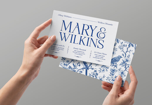 Wedding Invitation Mockup - Hand Holding Card & Envelope