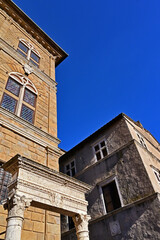 Naklejka premium Pienza, il pozzo dei cani, in Piazza Pio II, Val d'Orcia, Toscana