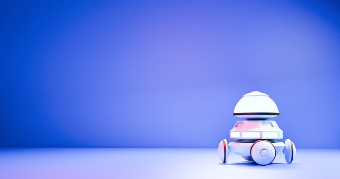 Bot with wheels. 3d render illustration.