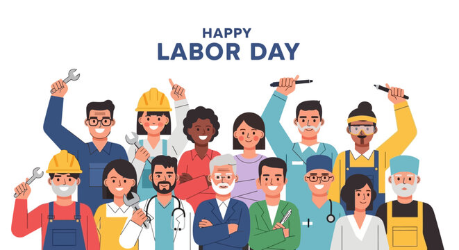 Diverse Group of Professionals Celebrating Happy Labor Day