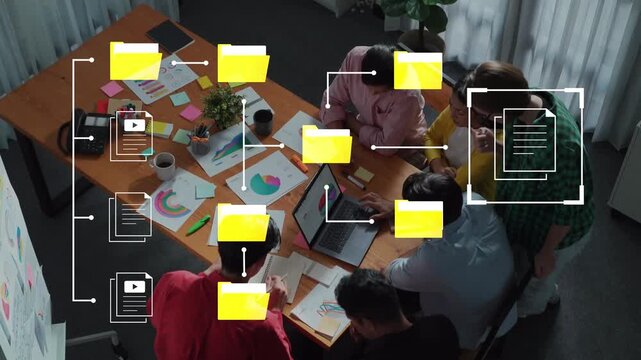 Collaborative Teamwork in a Modern Office with Multimedia Tools and Interactive Elements for Creative Projects and Brainstorming Sessions Gluon.