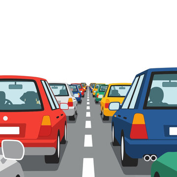 Traffic Jam: Cars Stuck in Congestion on Highway, Commute Frustration