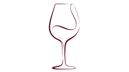 Obraz premium Minimalist vector illustration of a red wine glass with elegant burgundy line art. This icon features a sleek, modern design perfect for lifestyle, dining, and beverage-themed designs.