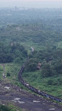 Vertical Aerial View of Freight Train in Mayapur West Bengal India