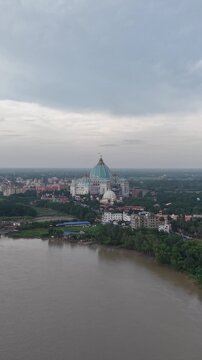 Vertical Aerial View of ISKCON Temple Mayapur West Bengal India