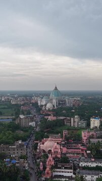 Vertical Aerial View of ISKCON Temple Mayapur West Bengal India