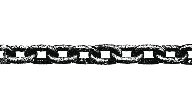 Row of rough textured chain links on transparent background vector illustration industrial heavy duty connection.