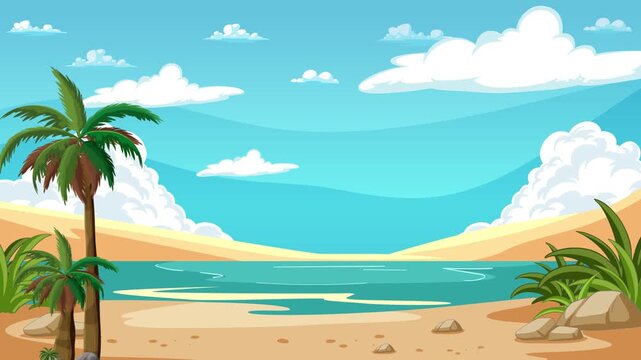 tropical beach with palm trees