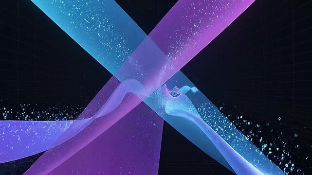 Abstract Digital Waves with Neon Data Flow in Dark Space 4k 