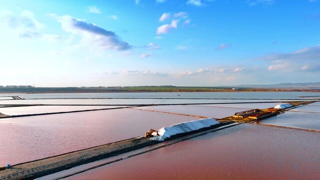 Salt is made in saline areas. Workers are busy in the salt fields, managing the salt harvest and processing during daylight hours.