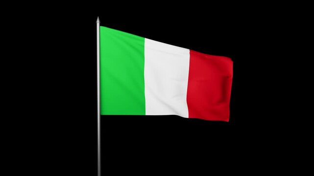 Italy Flag Waving Animation Alpha Channel
