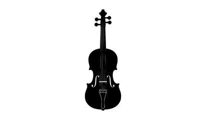 Fototapeta premium Violin silhouette vector elegant black musical instrument icon isolated on white