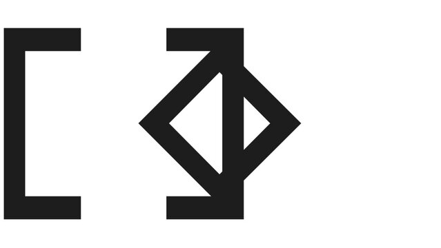 Minimalist vector icon of a swap contract symbol featuring a central diamond shape framed by brackets, perfect for financial technology, business transactions, and digital exchange illustrations.