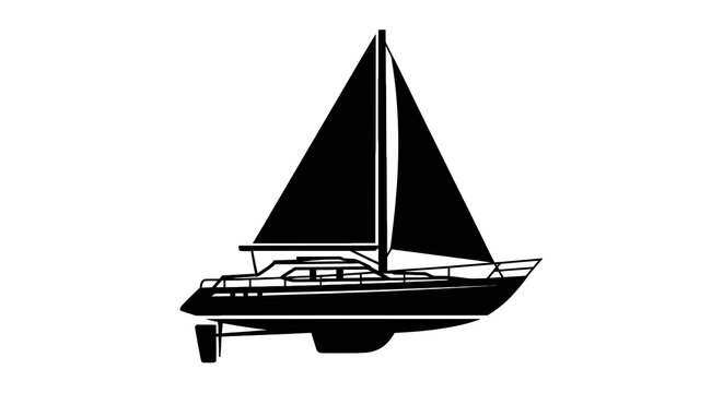 Sailing yacht boat with sails.