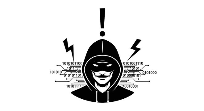 Hooded Hacker with Code Background.