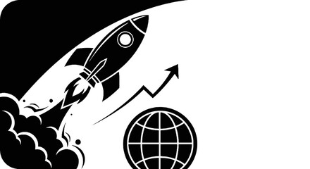 Rocket Ship Launching Into Space. © Undangan