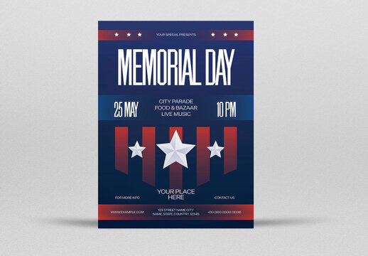 Red Geometric Memorial Day Flyer