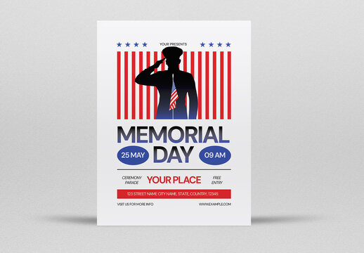 White and Red Bold Memorial Day Flyer Layout