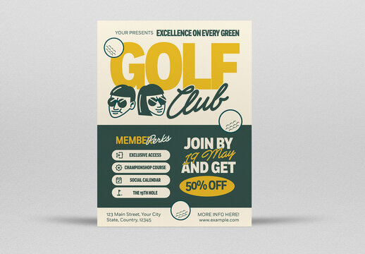Yellow and Green Retro Golf Club Flyer