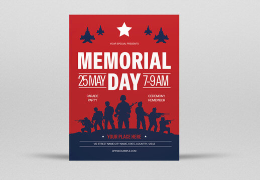 Navy Flat Design Bold Memorial Day Flyer Layout