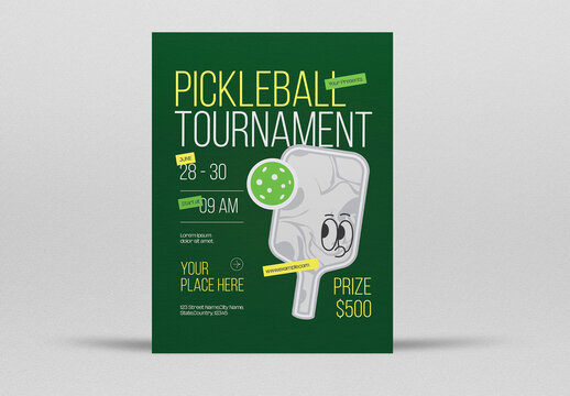 Green Flat Design Pickleball Tournament Flyer