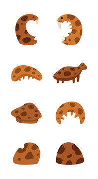 Cute Cartoon Cookie Monster Parts Collection, Funny Food Characters