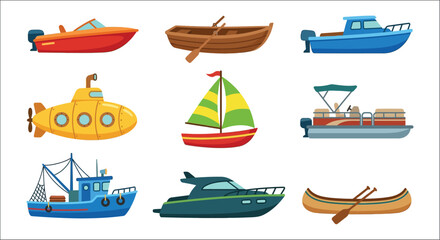 vector illustration of various boats and ships © vector desgins 