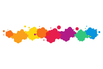 Naklejka premium Colorful paint splatter, vibrant ink blotches, rainbow hues, abstract art