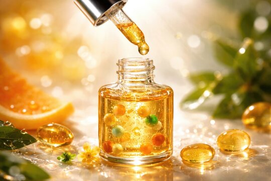 Serum infused with vitamins and oils revitalizing skin cells and firming tissue