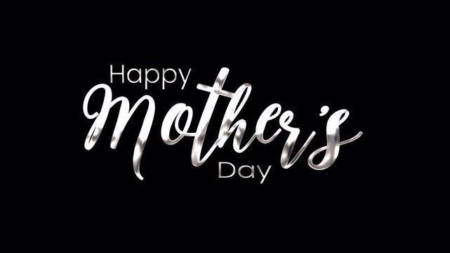 happy mother's day text silver color with alpha channel