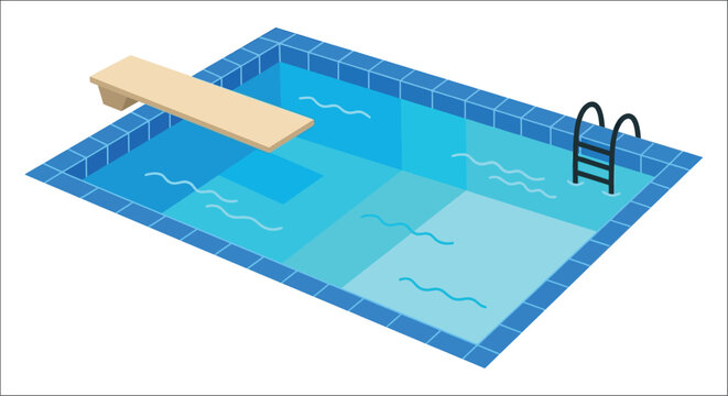 swimming pool with diving board and ladder