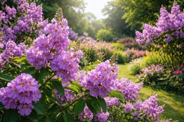 Obraz premium Violet Inthanin blooms thriving in a flourishing garden on a sunny day