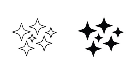 Sparkle star icon set in thin line and solid black silhouette for photo editing software and decorative magic effect UI elements © designsky