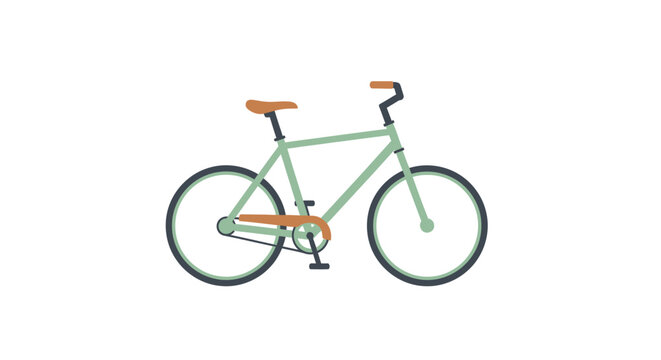Retro bicycle illustration, mint green frame, brown saddle and grips, isolated on white