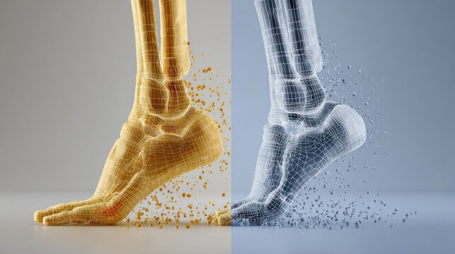 Anatomical Exploration: A striking visual representation of the human foot, with its intricate skeletal structure revealed in a captivating artistic manner.