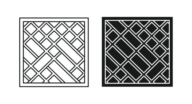 Geometric grid pattern icons in outline and solid black squares for architectural and design layouts