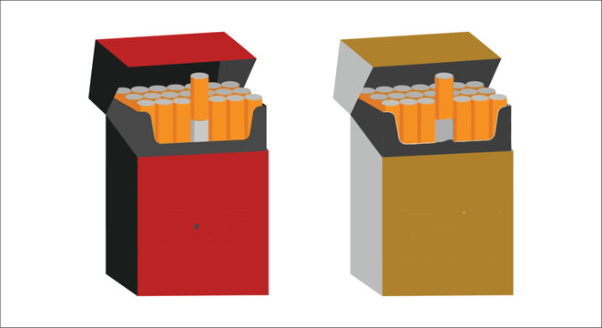 two packs of cigarettes in red and brown boxes
