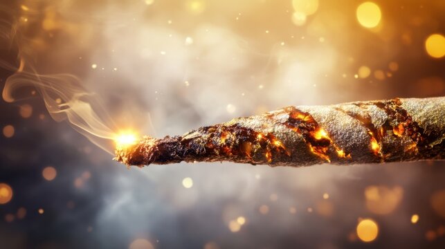 Fadzm2 Close-up of a Meticulously Rolled Cannabis Joint with Embers