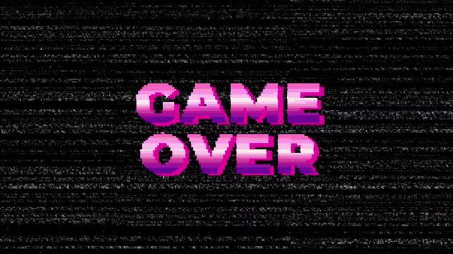 Retro Glitch Game Over Fade In Pixel Arcade Animation Background Effect
