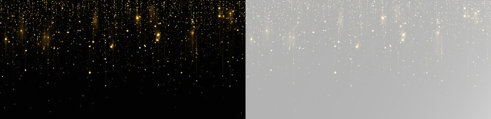 Obraz na płótnie Canvas Elegant black and gold glitter falling lines abstract luxury background with sparkling particles for celebration invitation premium wallpaper 