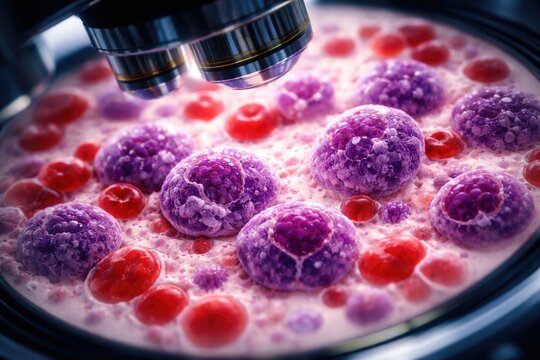 Microscopic blood examination highlighting acute leukemia abnormalities