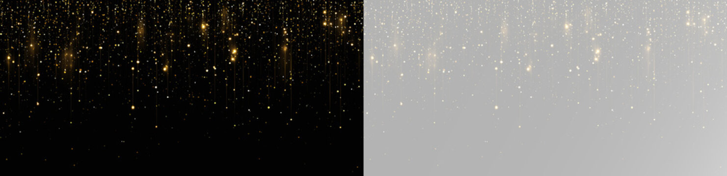 Elegant black and gold glitter falling lines abstract luxury background with sparkling particles for celebration invitation premium wallpaper 