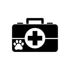 Fototapeta premium A pet first aid kit with a paw print and cross symbol