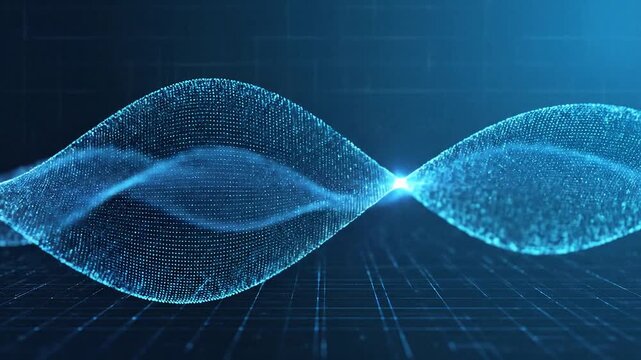 Abstract technology background animation with flowing light waves, blue and cyan color palette, smooth motion, minimal clean design, soft glow, seamless loop, no text, no logo, professional commercial