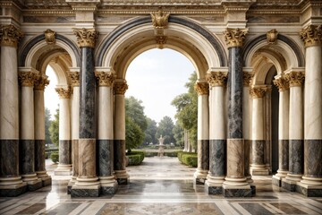 Fototapeta premium Sophisticated double colored Greek column arch in classical style