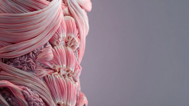 Unveiling Muscle: An intricately detailed display of muscle fiber, offering a captivating glimpse into the complexity and beauty of the human body. 