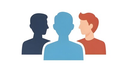 Fototapeta premium Stylized Multicolor Silhouettes of Three People Group Portrait
