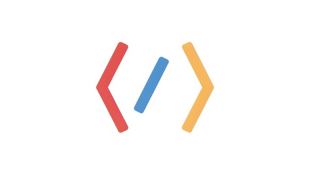 Colorful Code Brackets Abstract Logo on White