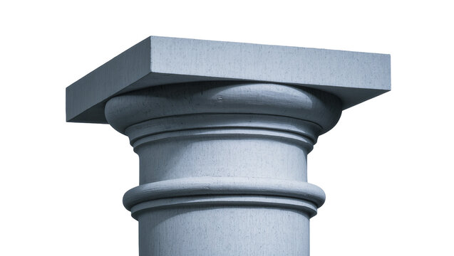 Stone Doric column capital with abacus and echinus, isolated on transparent background